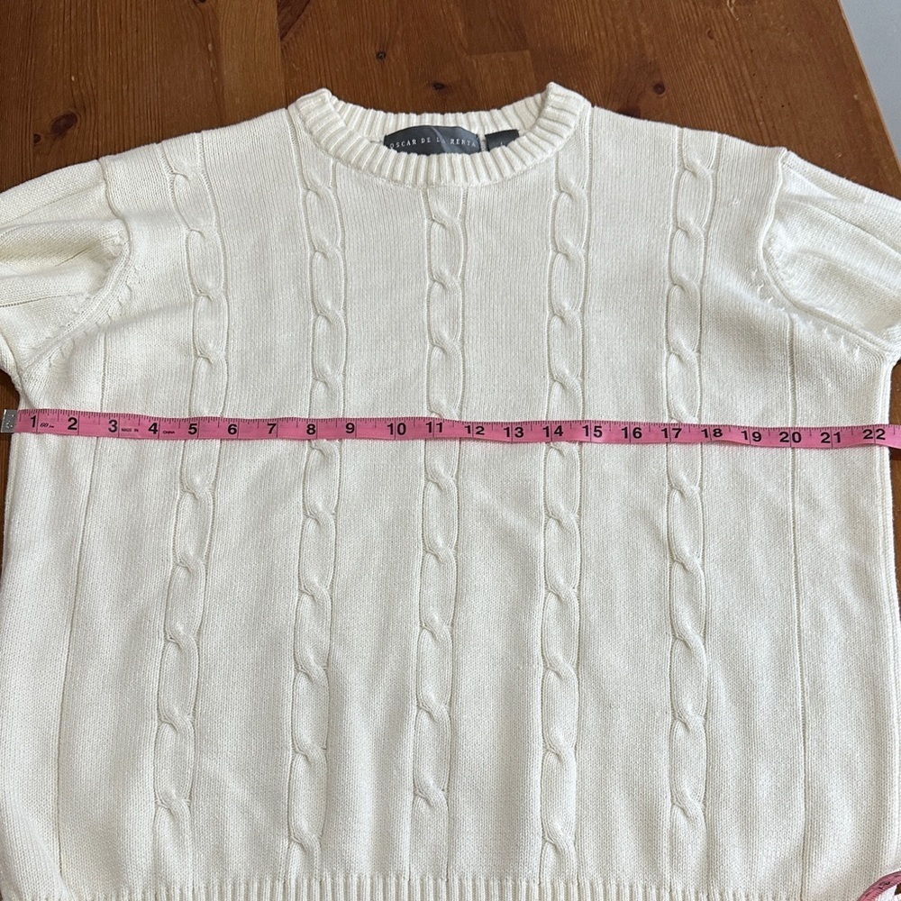 Oscar de la Renta Cream Crewneck Sweater 100% Cotton - Picture 6 of 10